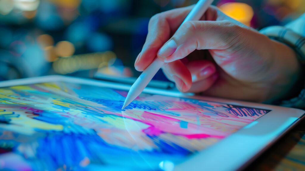 ipadで作業する様子